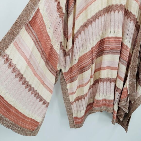Chico’s Size Large/XL Pink Shimmer Shine Stripe Ruana Wrap Cardigan - Picture 8 of 11